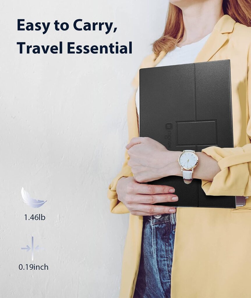 Ingnok Portable Monitor 15.6 Inch FHD 1080P IPS Laptop Screen Extender, 350cd/m2 USB C HDMI Travel Monitor w/Smart Cover  Speakers, Portable Screen for Laptop Mac PC Phone Xbox PS4/5 Switch