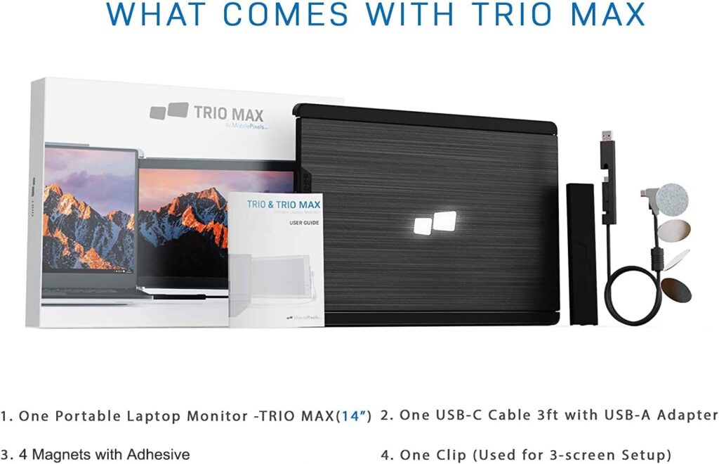 Mobile Pixels Trio Max 14.1in FHD 1080p USB Portable Laptop Monitor Extender 101-1004P01 Renewed