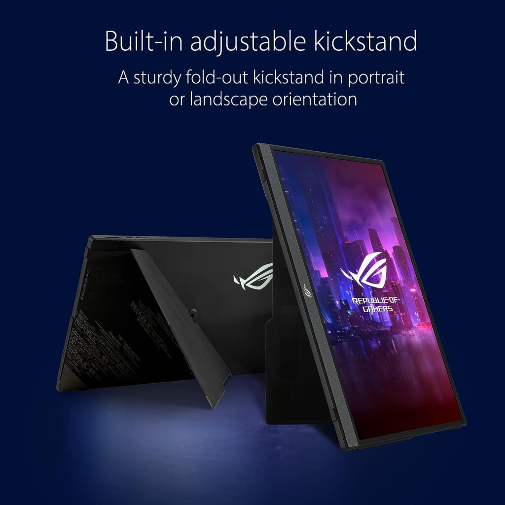 ASUS ROG Strix 15.6” 1080P Portable Gaming Monitor (XG16AHPE) - Full HD, 144Hz, IPS, G-SYNC Compatible, Built-in Battery, Kickstand, USB-C, Micro HDMI, for Laptop, PC, Phone, Console, 3-Year Warranty