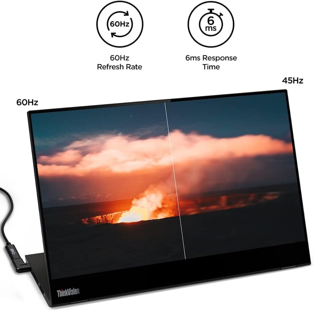 Lenovo ThinkVision M14 14 Full HD 1920x1080 IPS Monitor - 300 Nit 6ms 2xUSB Type-C Ports Widescreen Backlit LED LCD Mobile Portable Display Raven Black