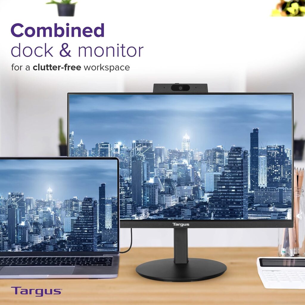 Targus 24-inch USB-C Docking Computer Monitor w/ 100W PD, Adjustable Height Mac PC Monitor 360 Degree Rotating 24 inch Monitor Gaming Monitor w/Dock, Dual Monitor Compatible w/DM4240SUSZ (DM4240PUSZ)