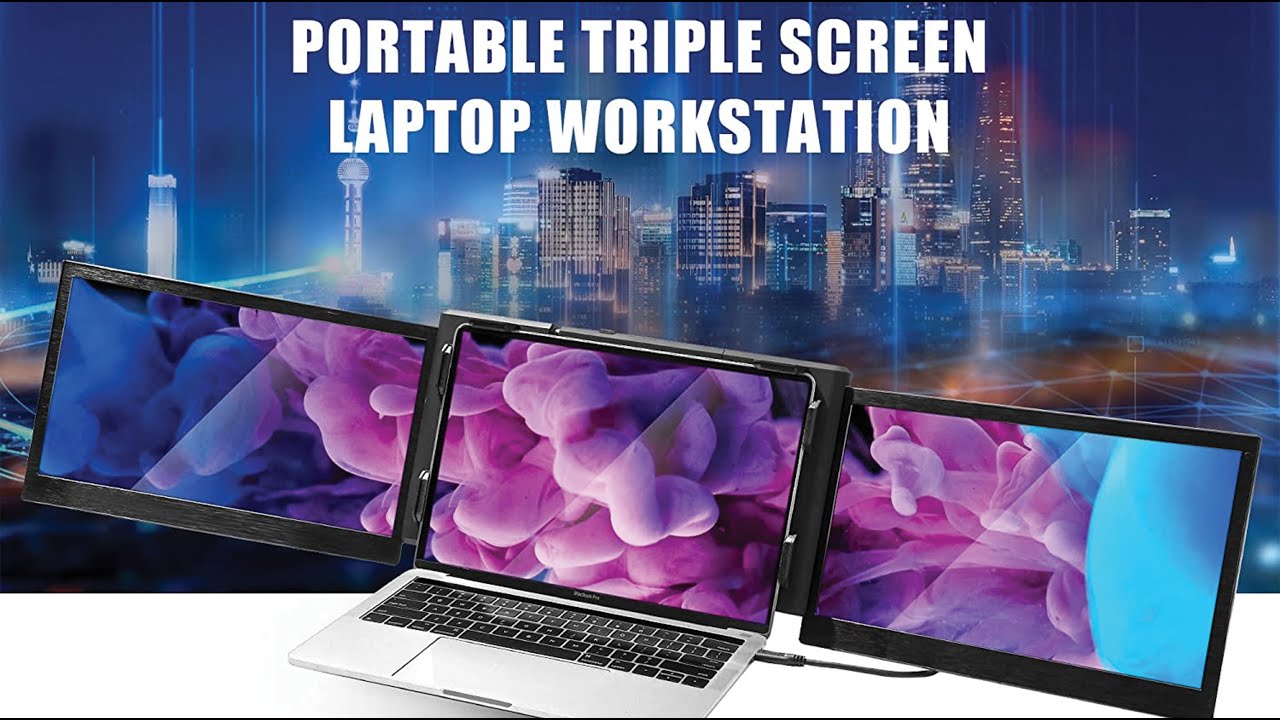 the ofiyaa p2 pro triple portable monitor a laptop screen extender with dual monitor setup 1